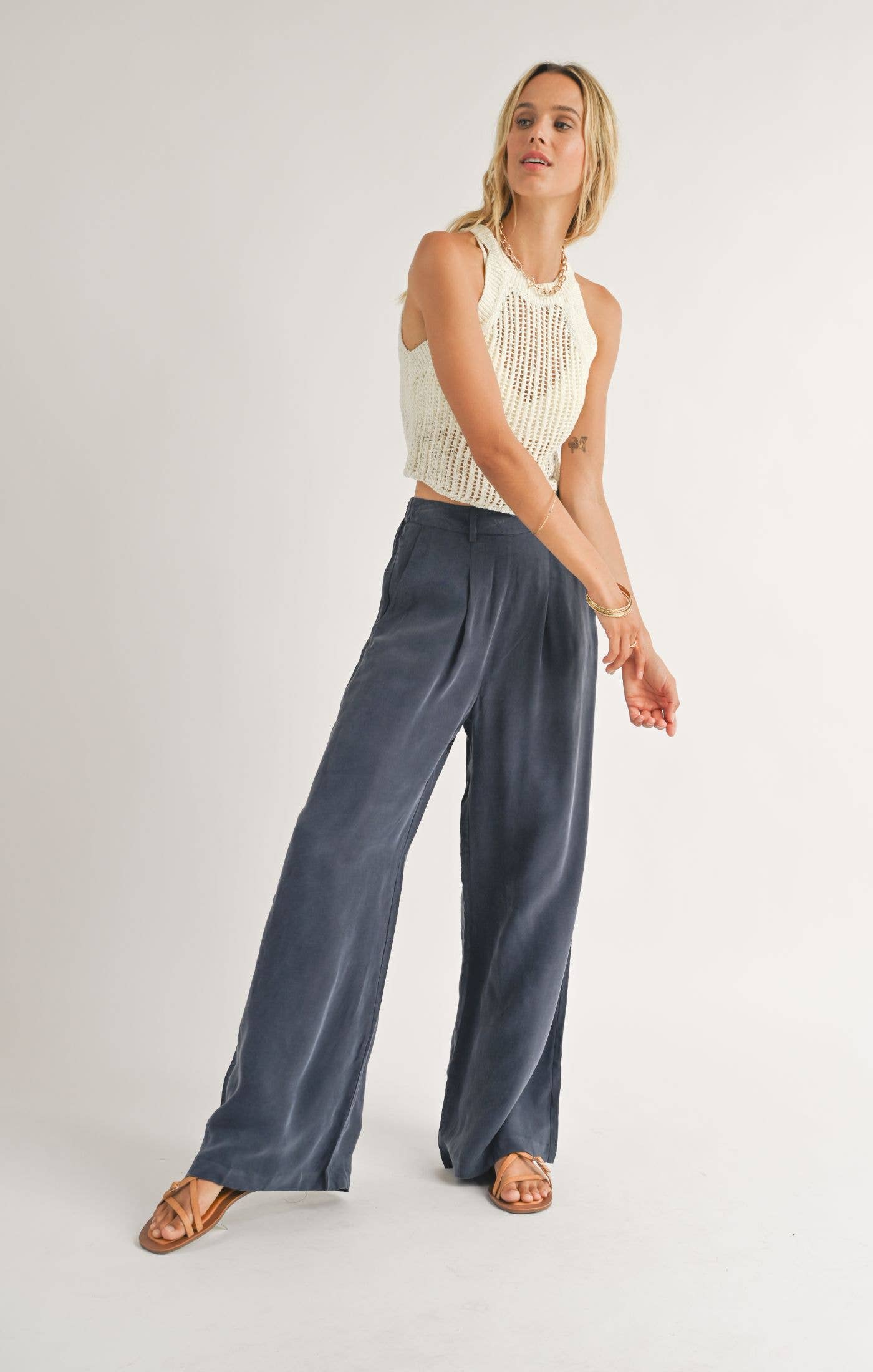 Heritage Wide Leg Pants: NAVY - Grace & Haven