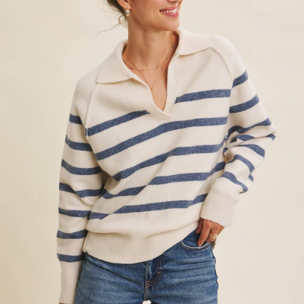 Cozy Classic Recycled Poly Wool Blend Stripe Sweater – Elevated, Sustainable Warmth