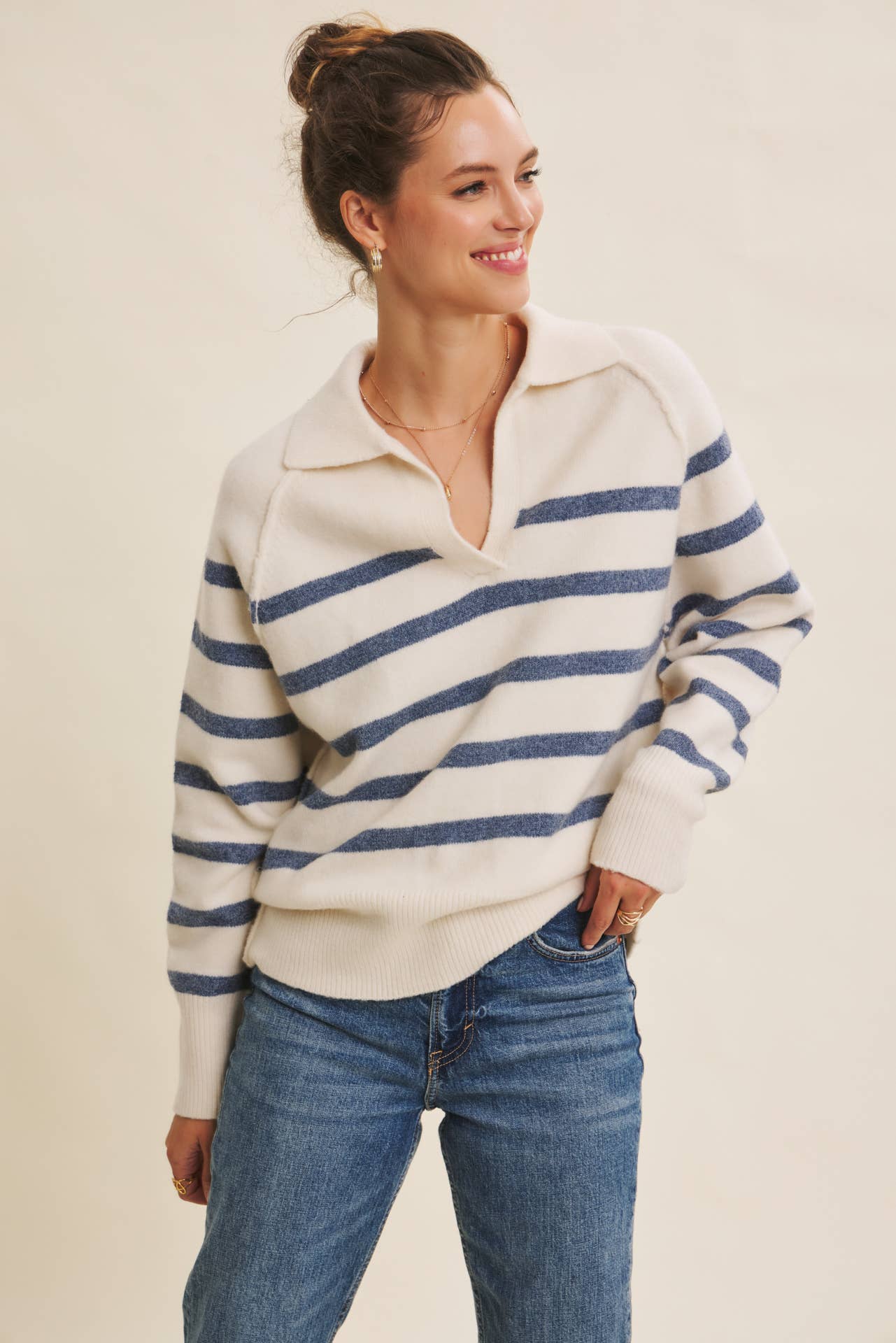 Cozy Classic Recycled Poly Wool Blend Stripe Sweater – Elevated, Sustainable Warmth