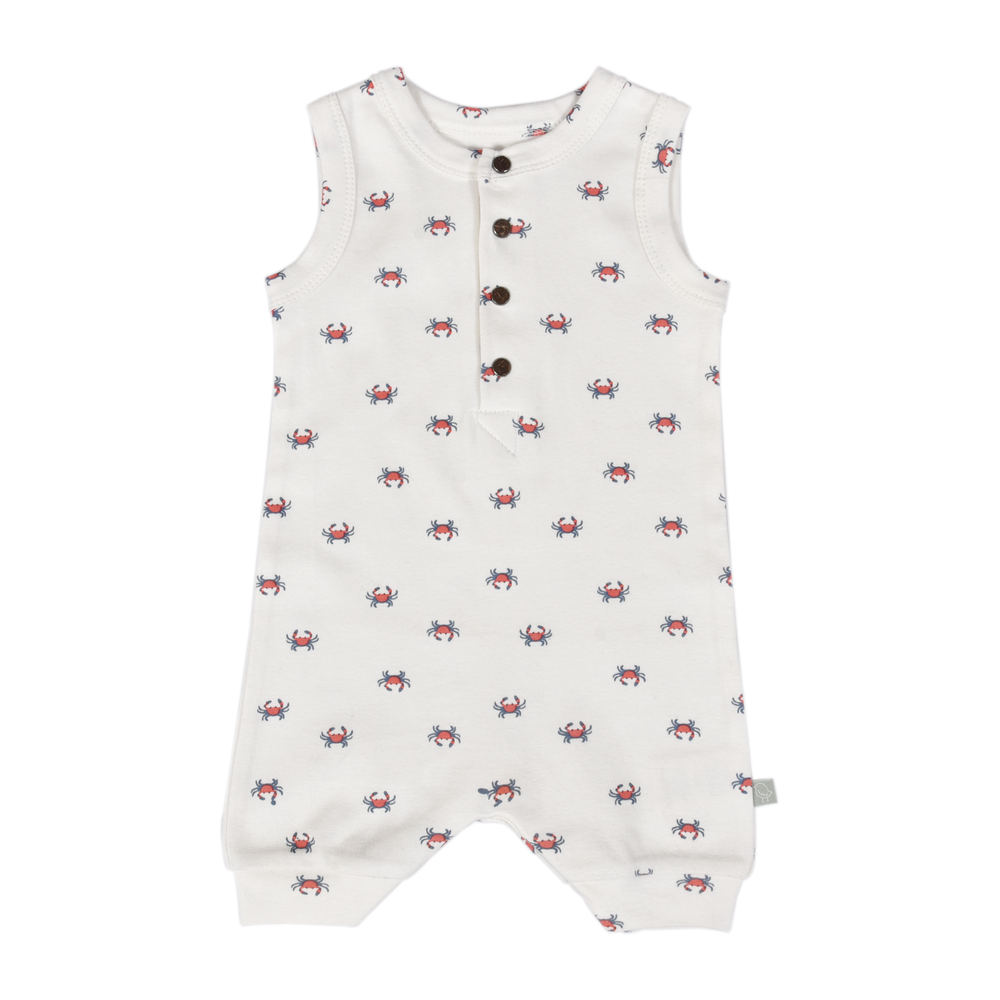 Organic Cotton Tank Romper – Crab Print (Baby & Toddler)