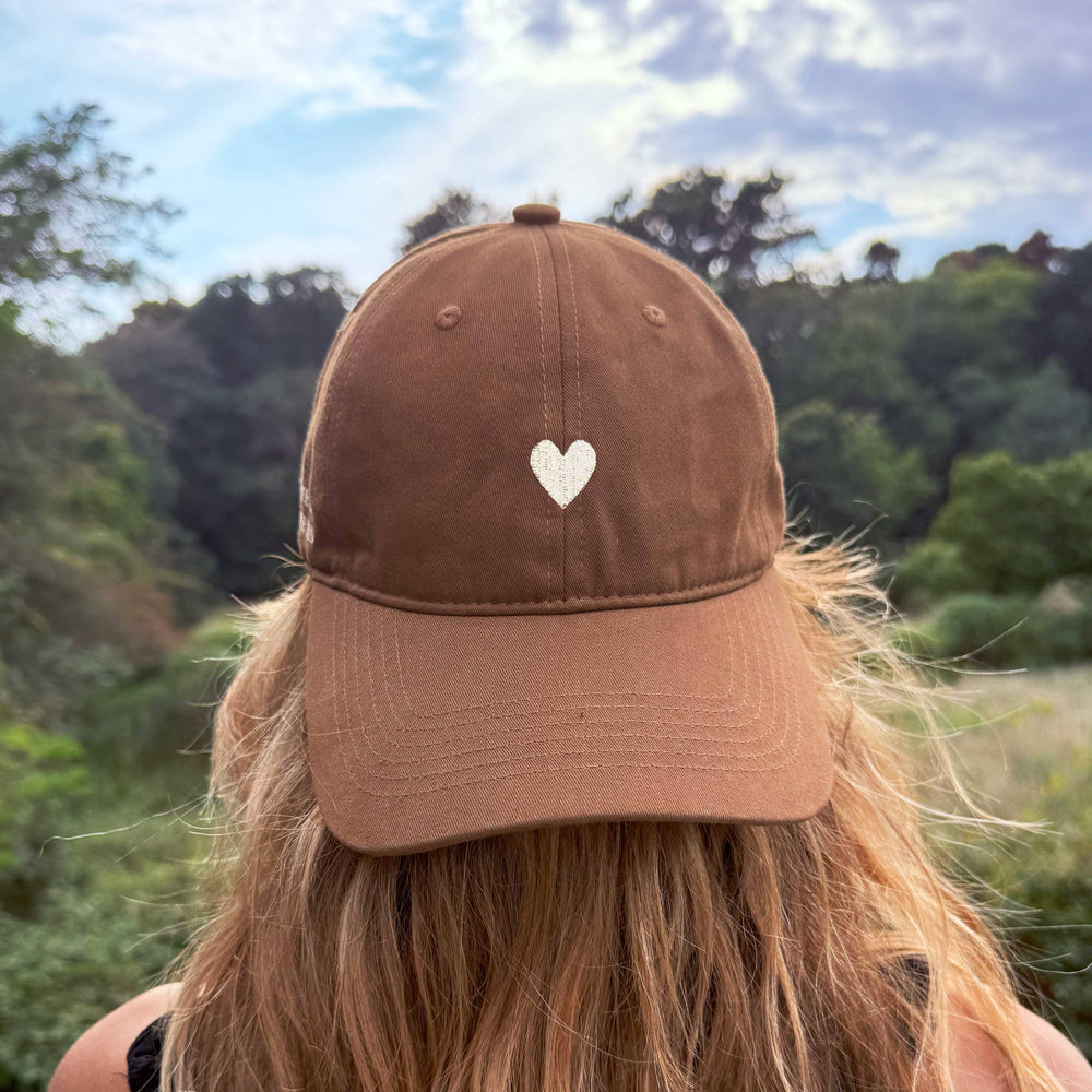 
                      
                        Mocha Cotton Dad Hat - Embroidered Heart Cap
                      
                    