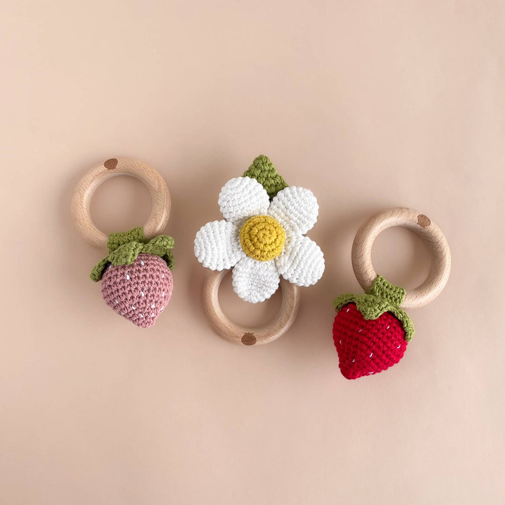 
                      
                        Cotton Crochet Strawberry Rattle Teether - Grace & Haven
                      
                    