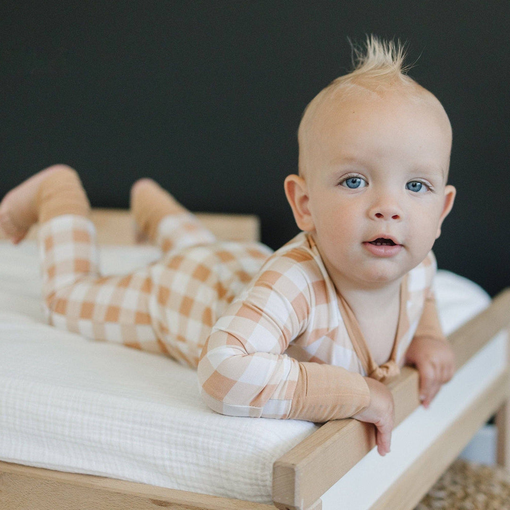 
                      
                        Golden Gingham Bamboo Zippy Romper
                      
                    