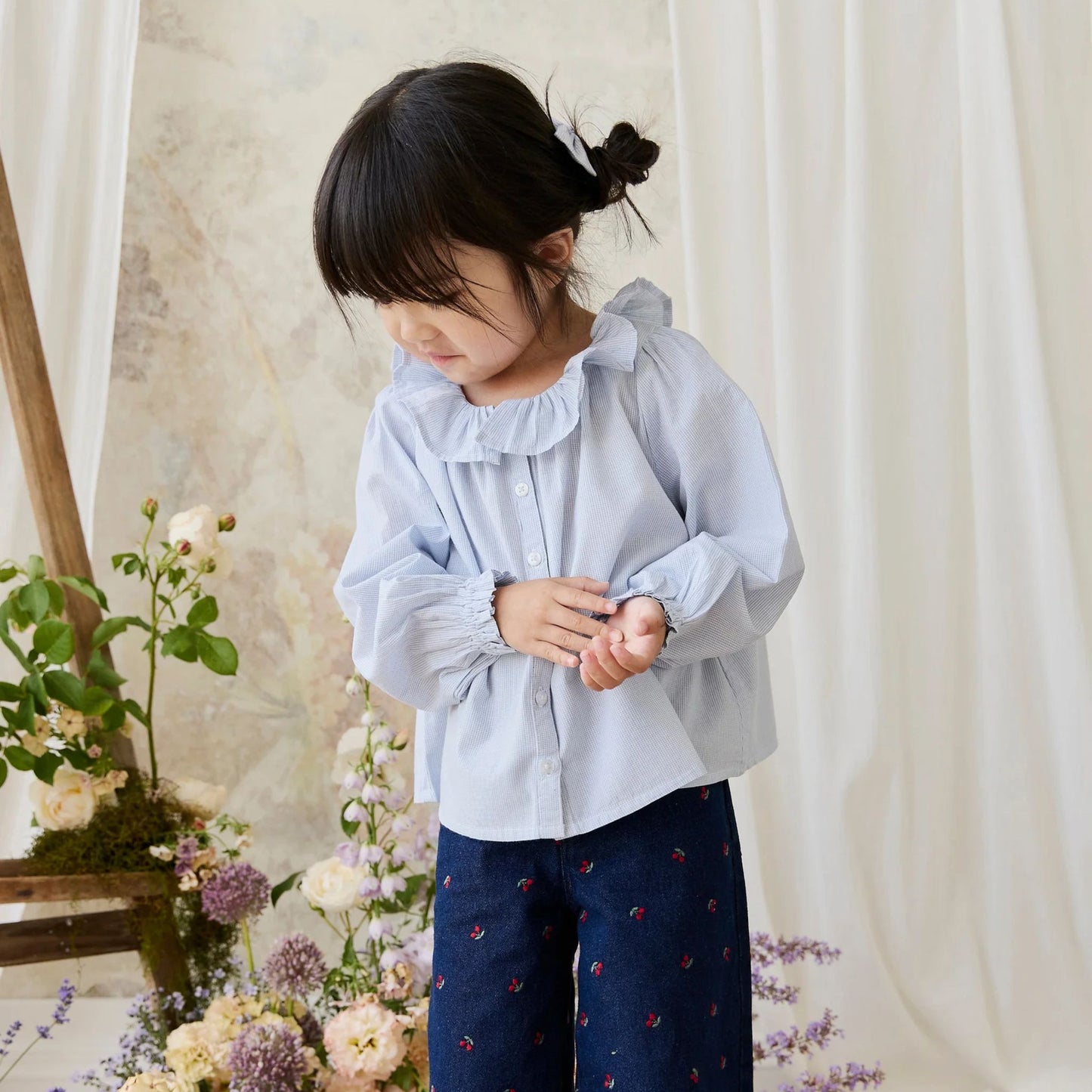 Jamie Kay Organic Cotton Gaelle Top in Petite Check styled with coordinating pieces