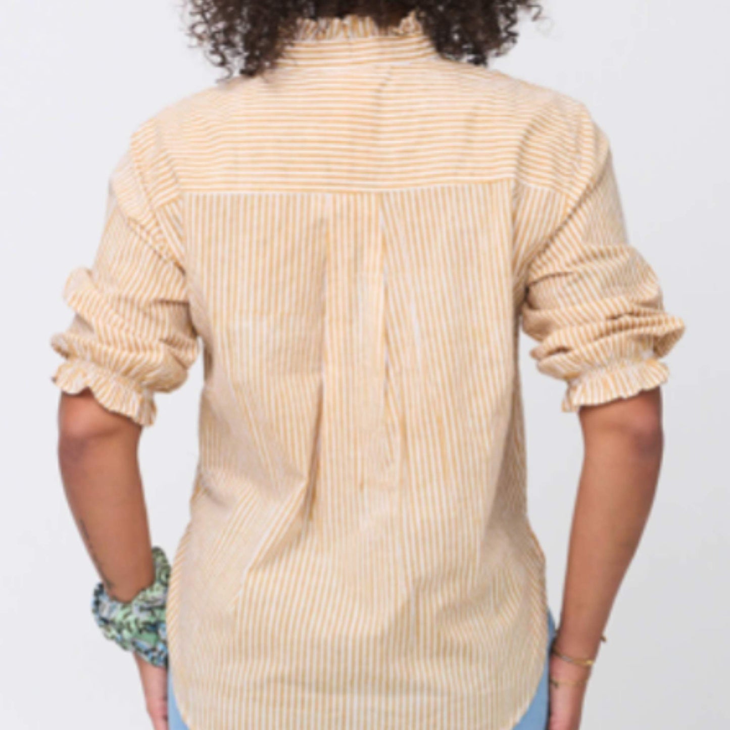 Back view of Good Girlfriend Shirt showing tailored feminine fit