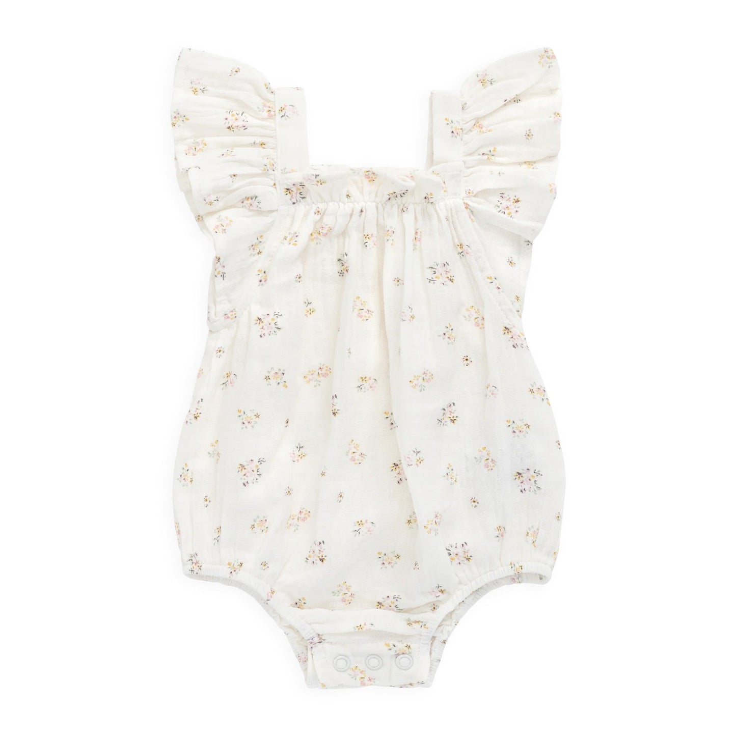 Jamie Kay Organic Cotton Muslin Harriett Playsuit in Ayla Whisper flat lay