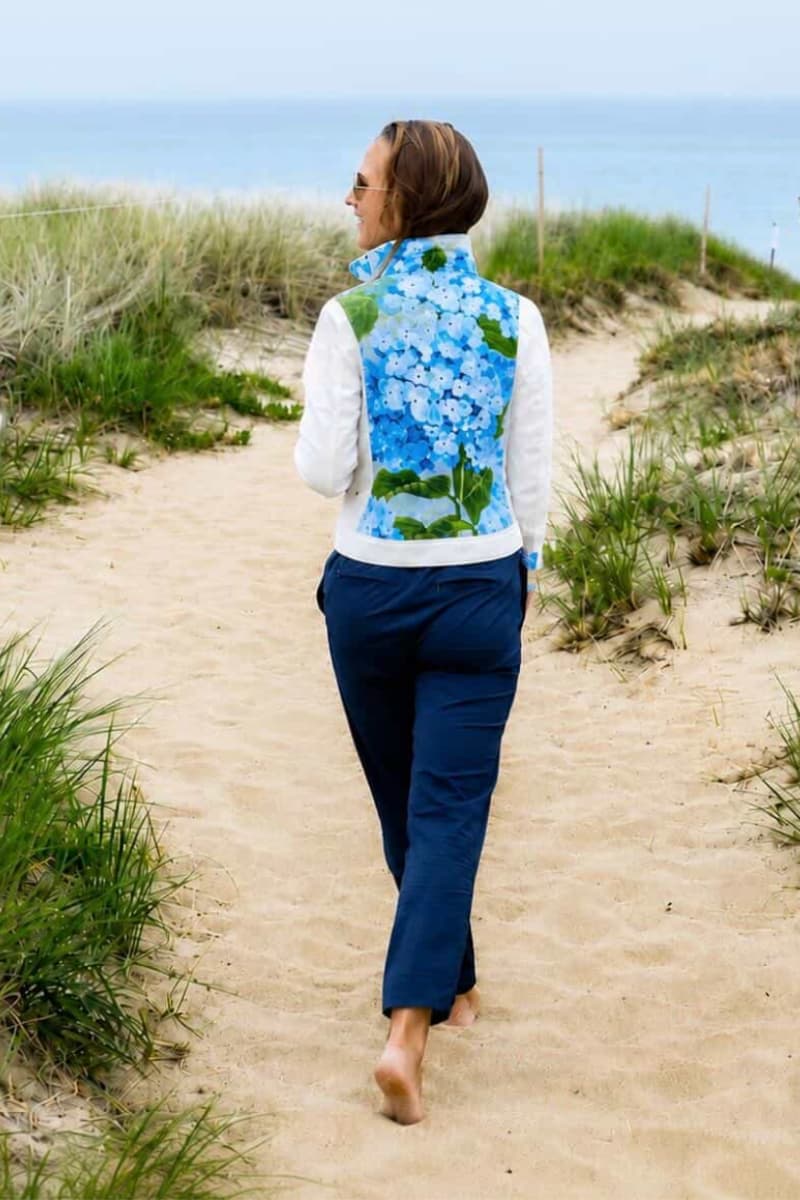Hydrangea Patterned Jacket Hydrangea Denim Jacket | Gather + Goode | Upcycled Luxury | Grace & Haven