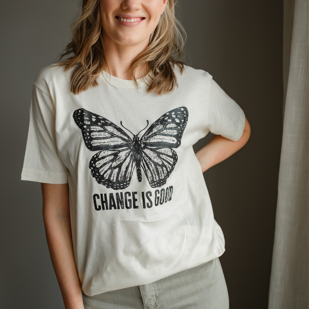 Sara Change Is Good Cotton Graphic Tee - Grace & Haven