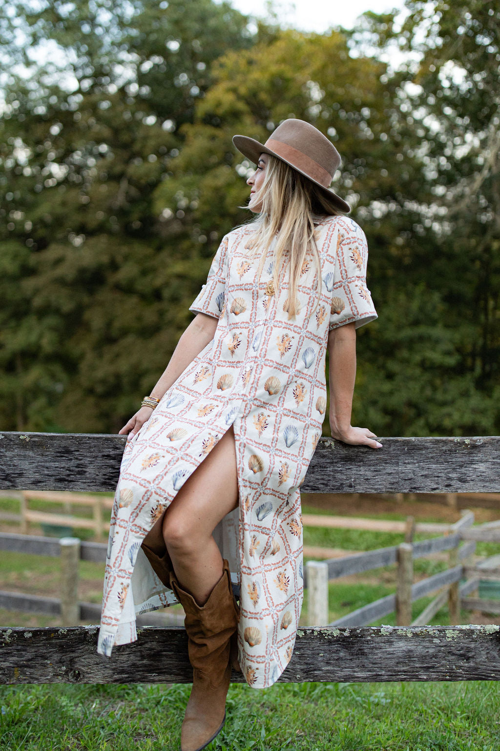 Ivy Coast Maren Seashell Print UPF 50+ Shirt Dress