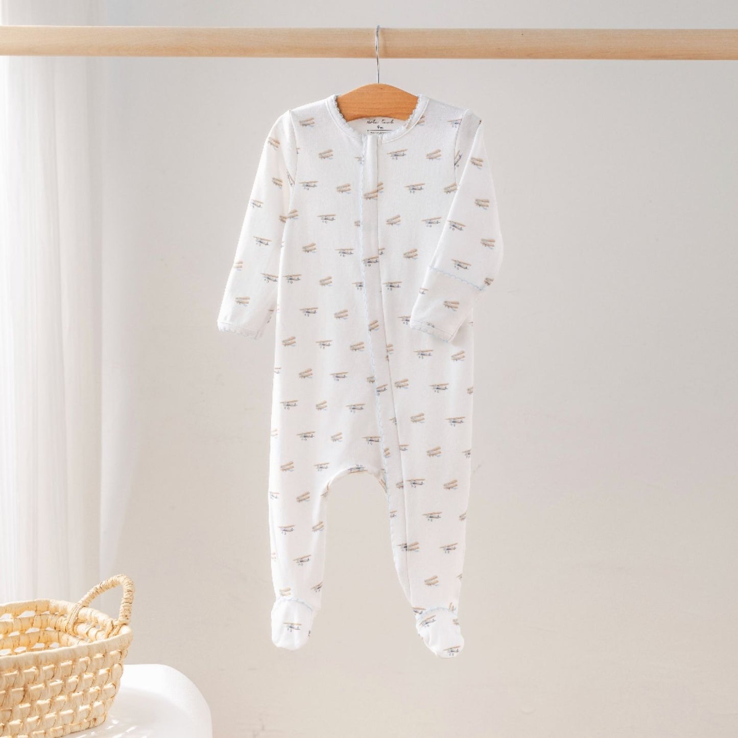 Just Plane Cute organic cotton footed sleeper flat lay