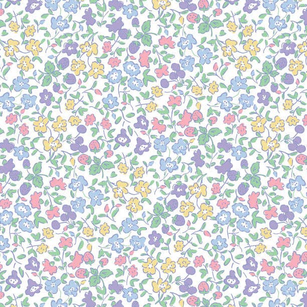 
                      
                        Close-up of the Kiawah Bubble’s whimsical floral and fruit print on soft white cotton knit, capturing the vintage-inspired coastal charm.
                      
                    