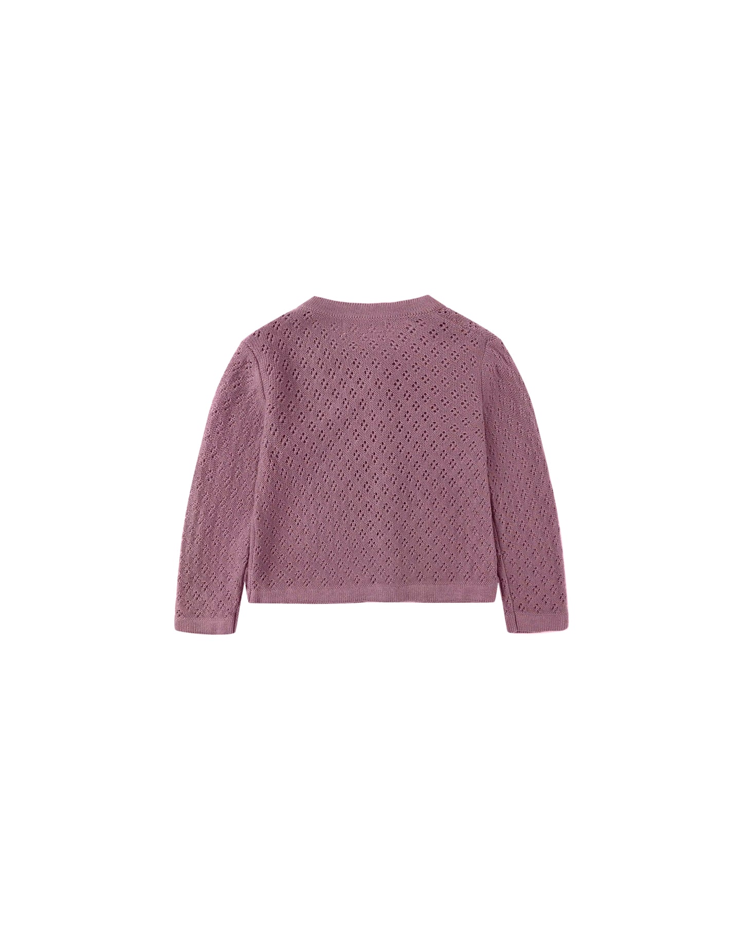 Back view of the Mulberry Knit Cardigan showing relaxed fit and classic design.