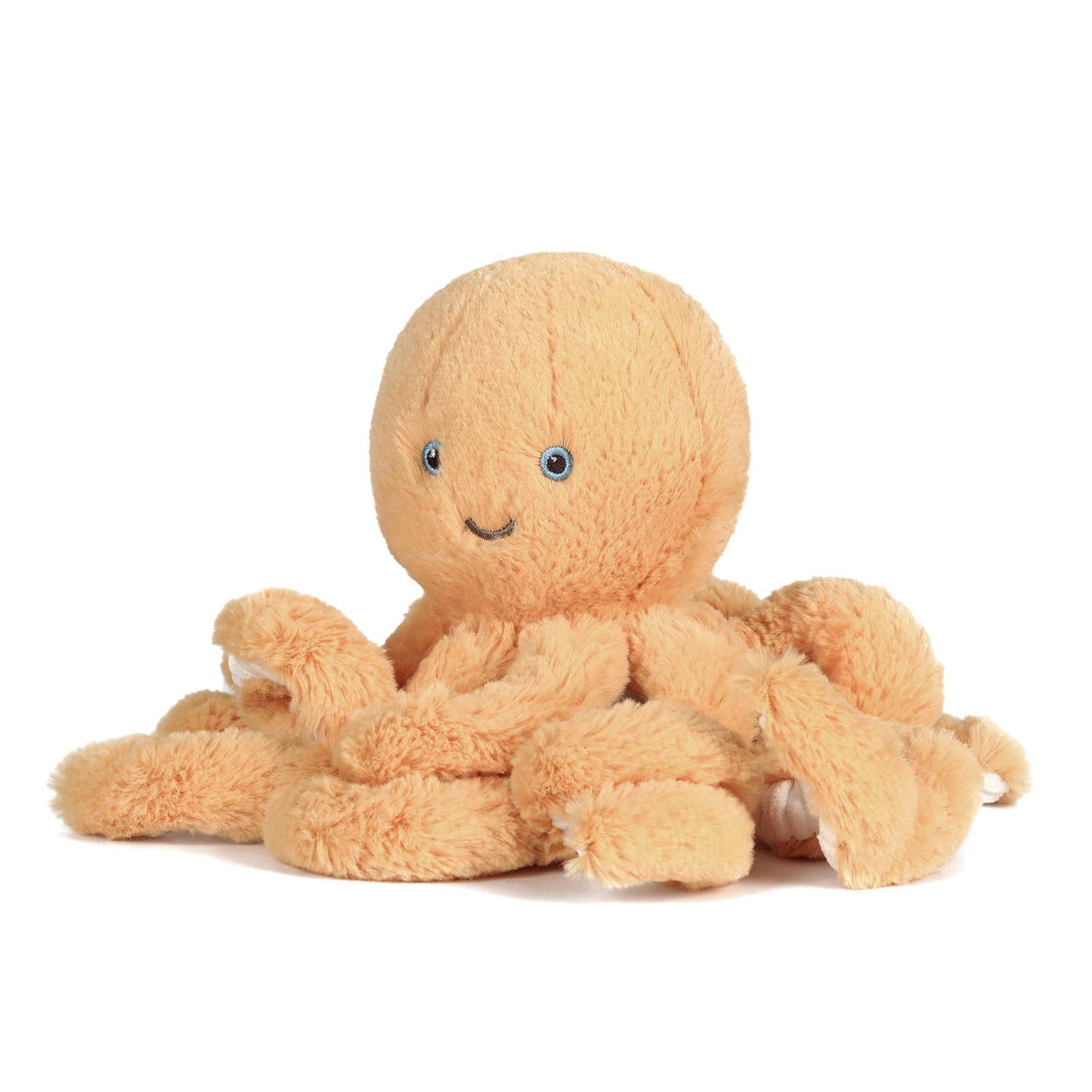 Side view of Little Ollie Octopus soft toy in gold, showcasing OB Designs’ cuddly and compact 8.5-inch plush, ideal for little hands