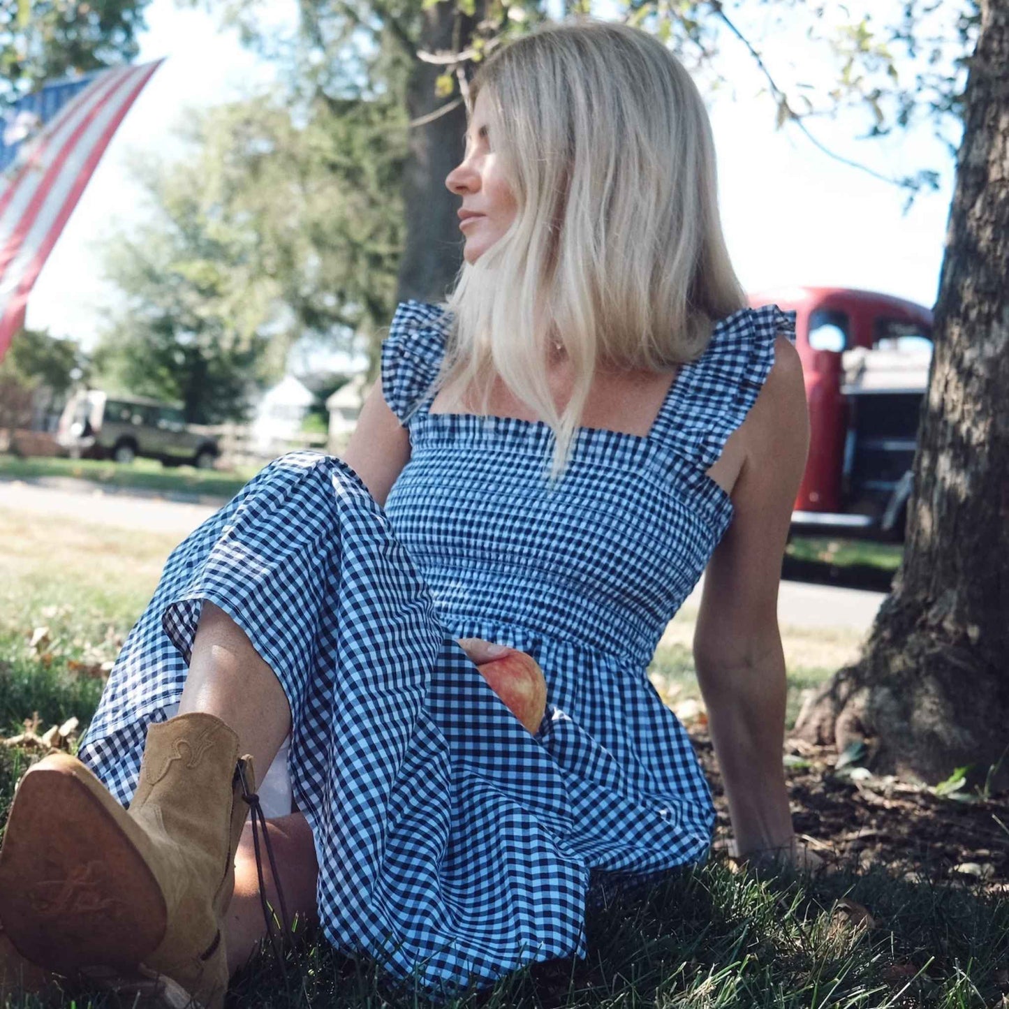 Marea Sasco Dress – Navy Gingham