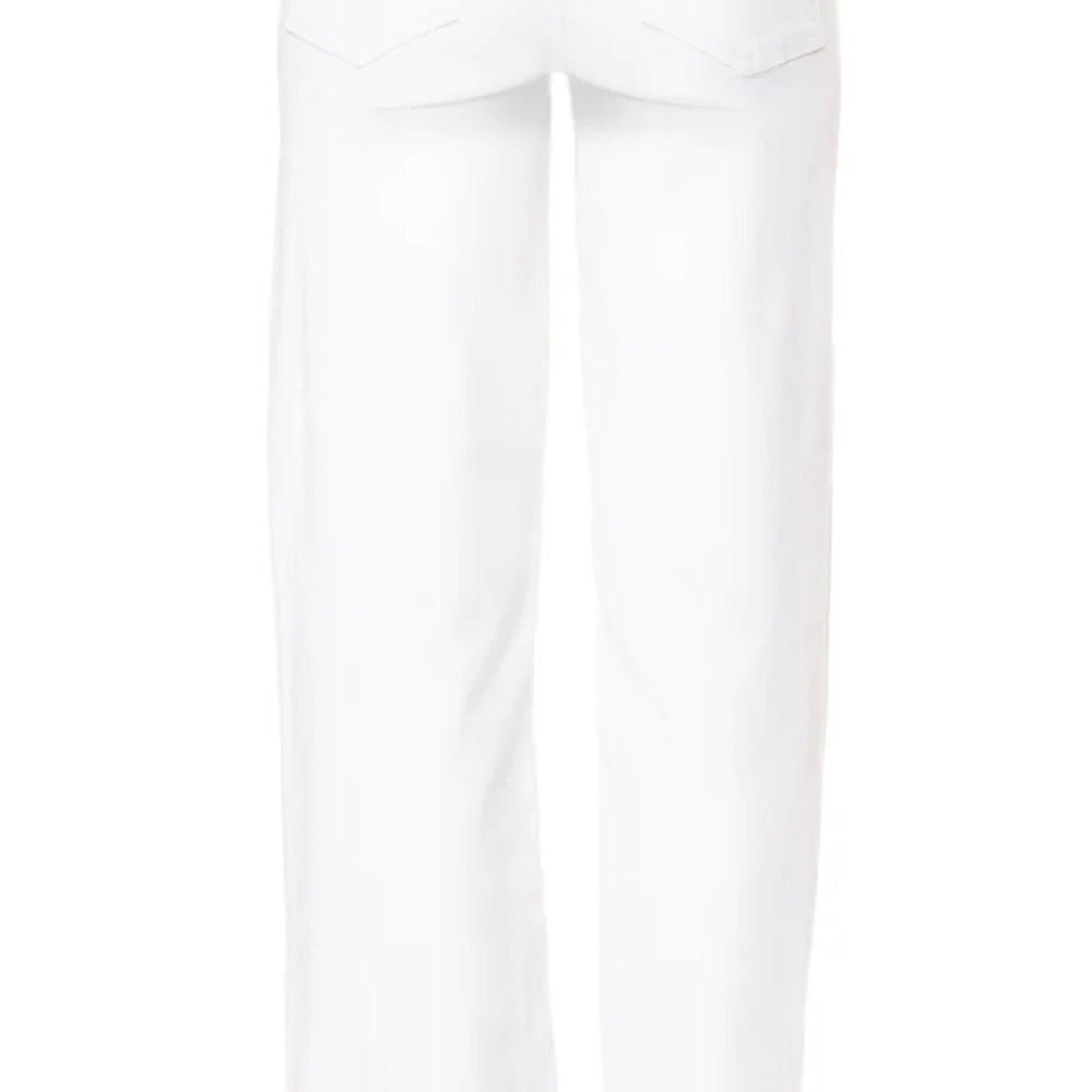 Back view of Morrison Denim Fly Girl Jeans in White – ethical denim with clean lines and wide-leg fit