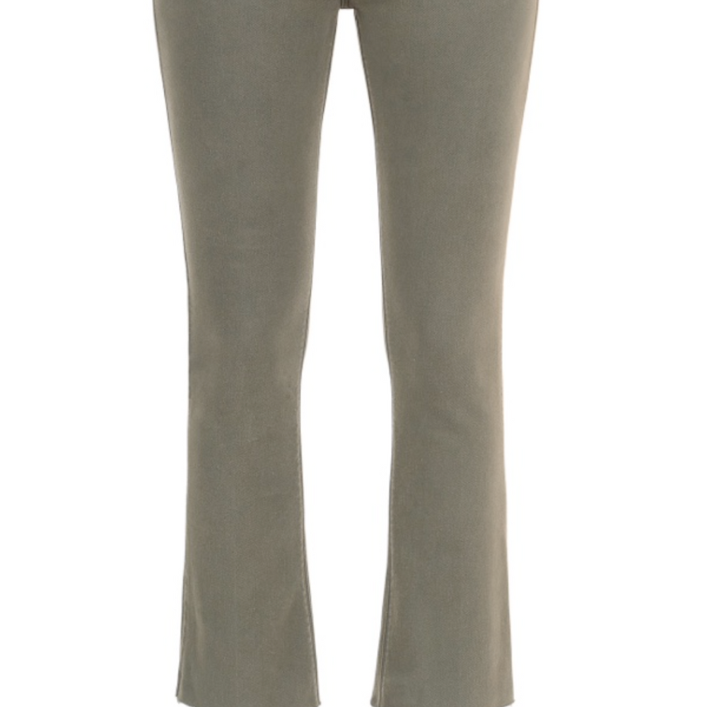 Front view of the Starlet Boot Crop Jeans in Nation Green by Morrison Denim, showcasing the cropped straight leg with slight flare and flattering fit.