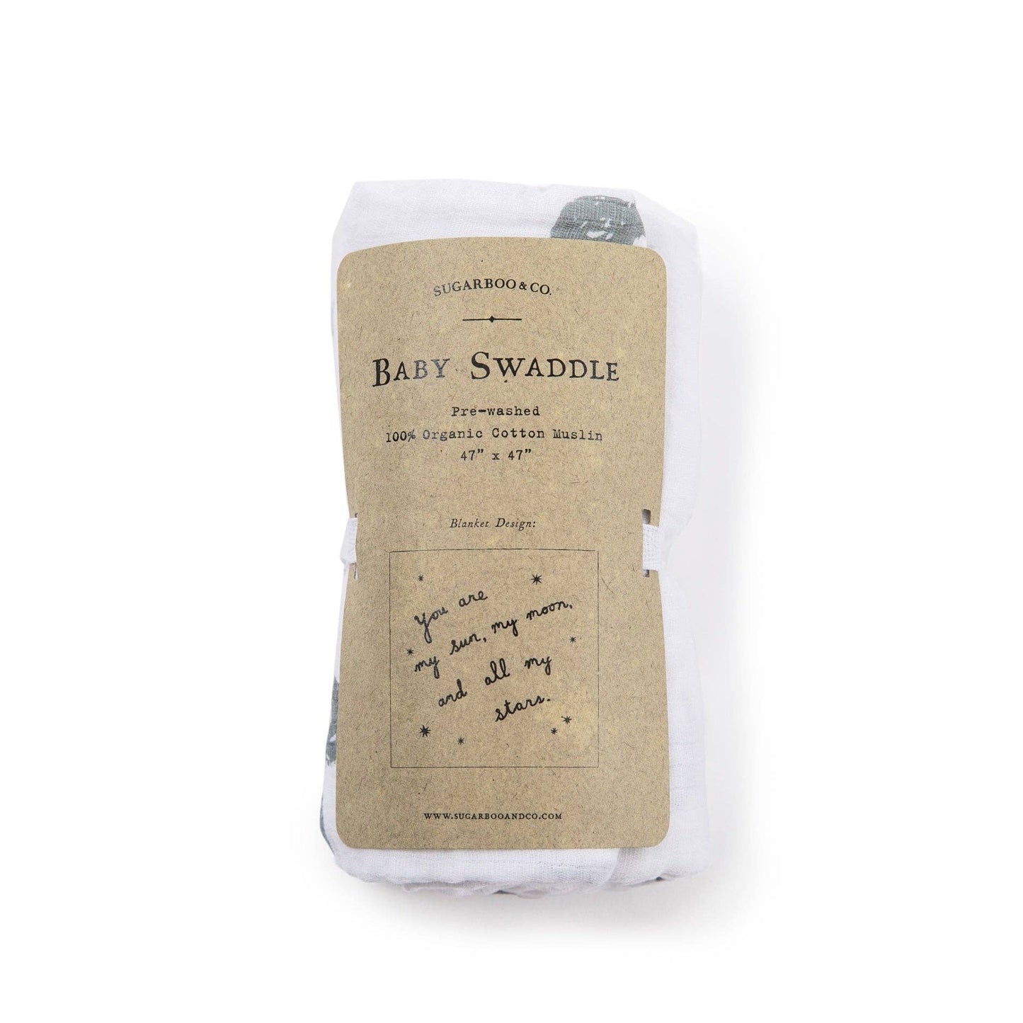 My Sun, My Moon organic cotton baby swaddle blanket
