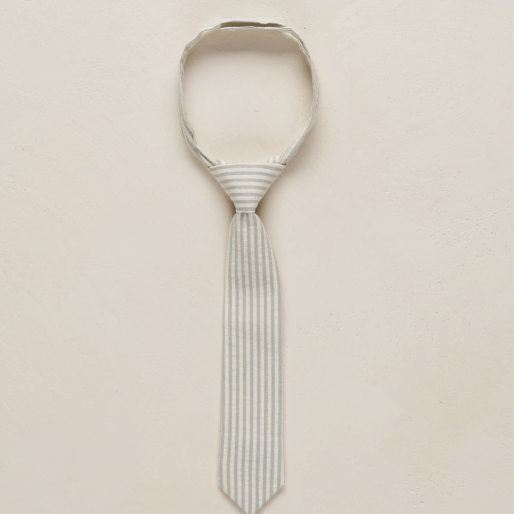 Noralee Skinny Tie in Sage Stripe flat lay - modern kids tie for weddings and special occasions