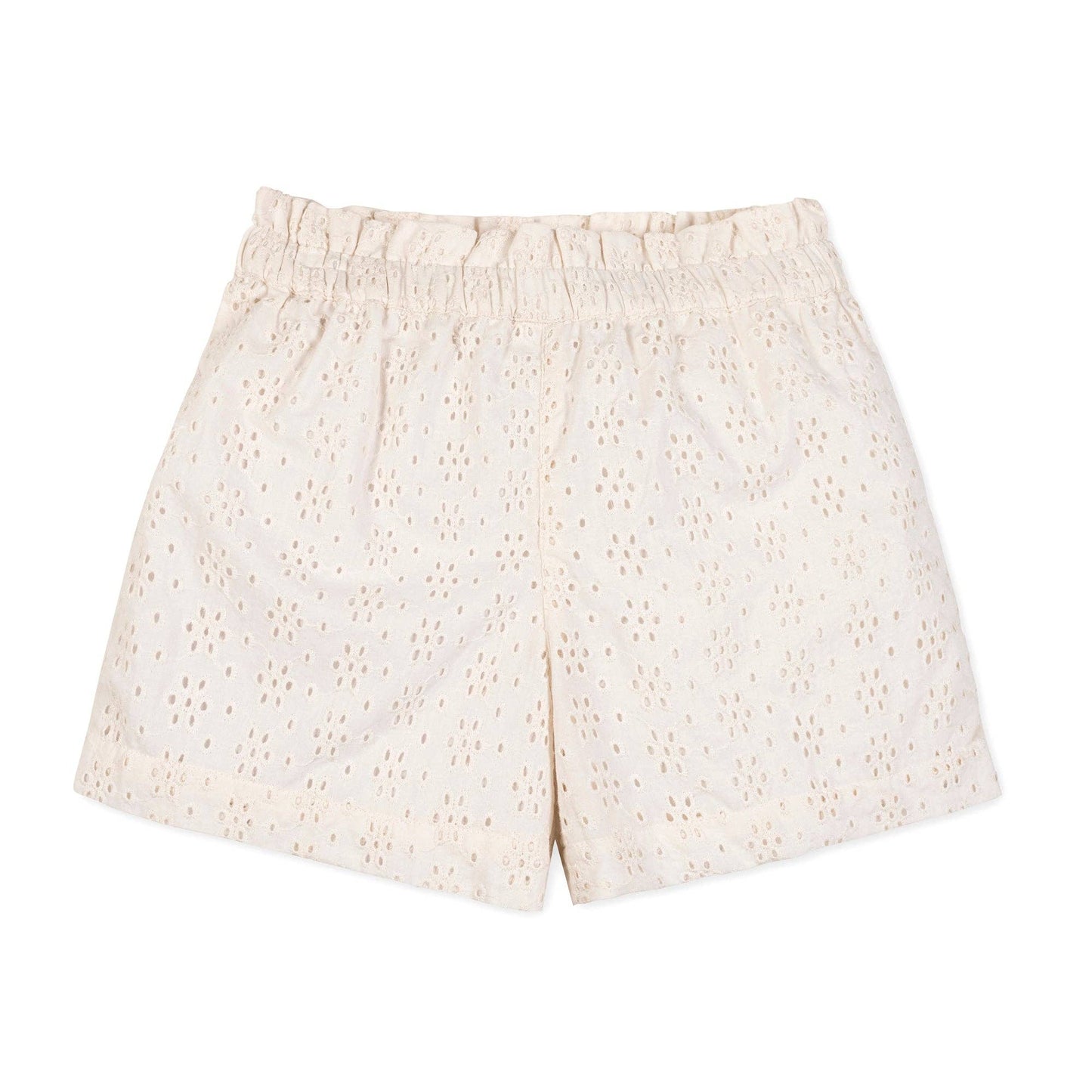 Organic Eyelet Pull-On Short in certified organic cotton eyelet — Grace & Haven boutique Essex CT