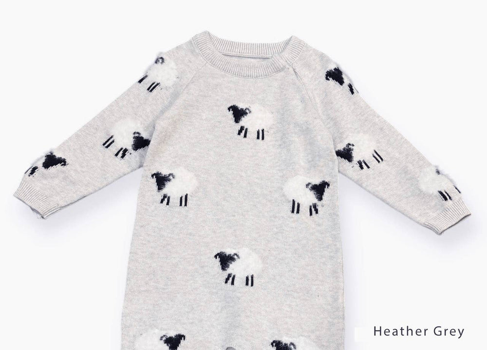 
                      
                        Top half flatlay view of Viverano Organic Cotton Baby Jumpsuit showing round neckline and soft sweater knit texture
                      
                    