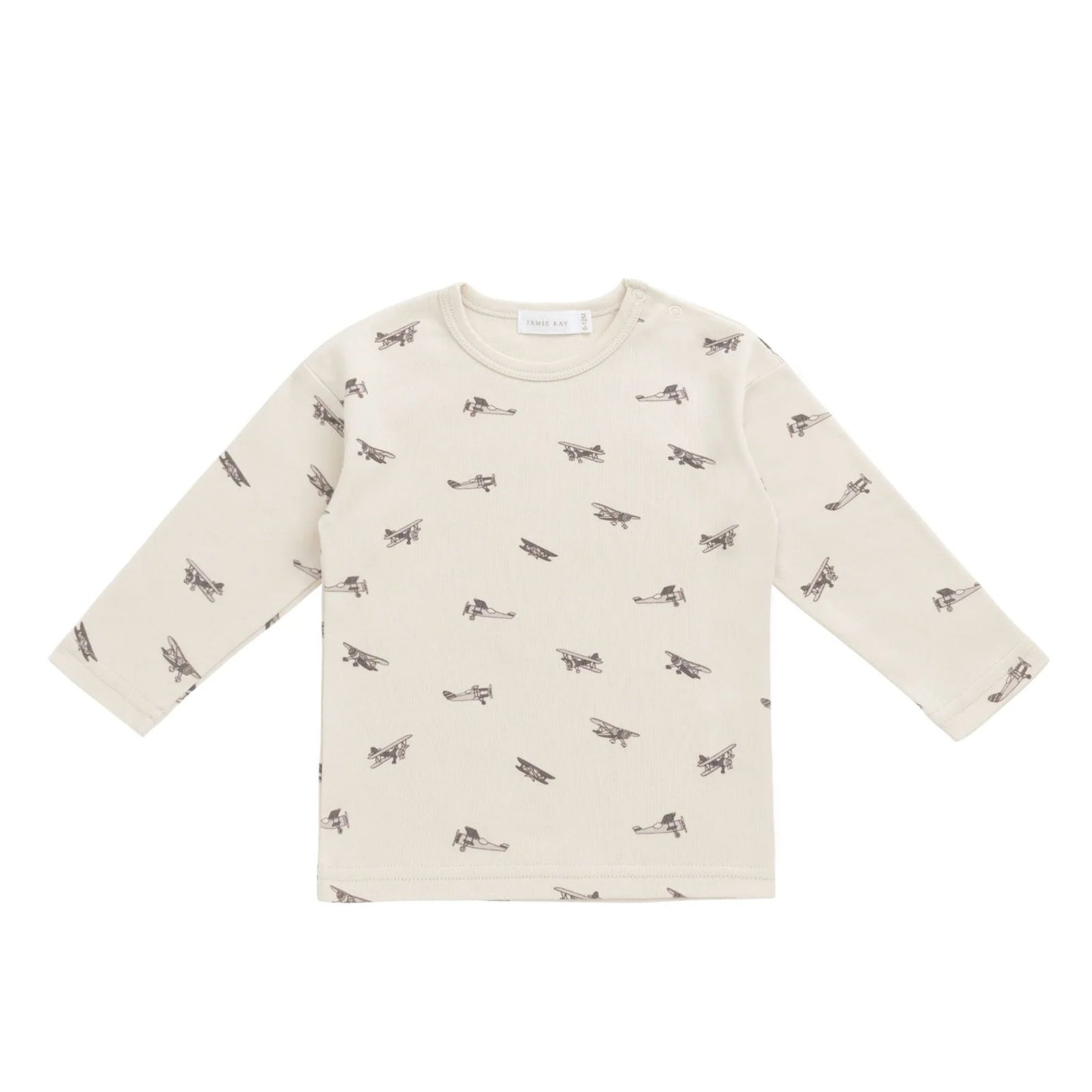 Jamie Kay Pima Cotton Arnold Long Sleeve Top in Avion Oat flat lay