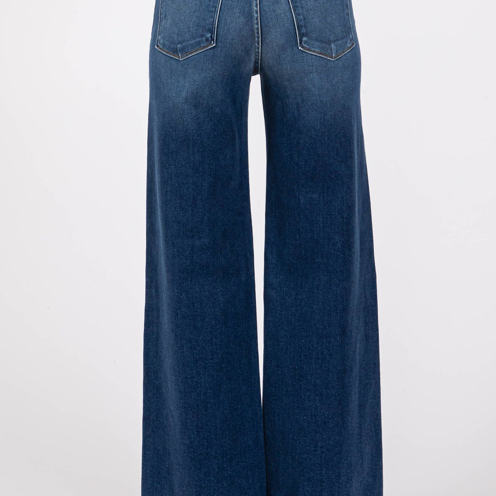 
                      
                        Rear view of the Pipa High Rise Superwide Jeans featuring back pocket placement, high rise waistline, and dark wash denim styling.
                      
                    