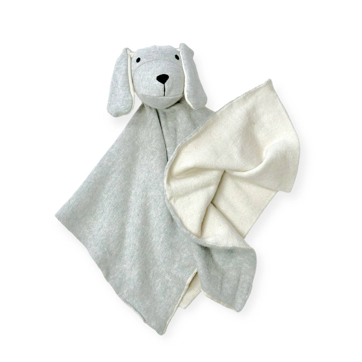 Puppy dog organic cotton baby lovey security blanket in Heathered Grey
