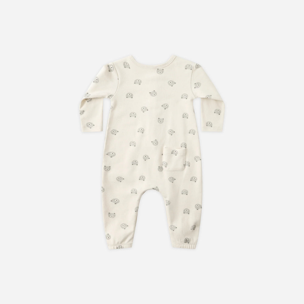 
                      
                        Back flat lay of Quincy Mae baby and toddler bears jumpsuit, organic cotton one-piece showing full back view.
                      
                    
