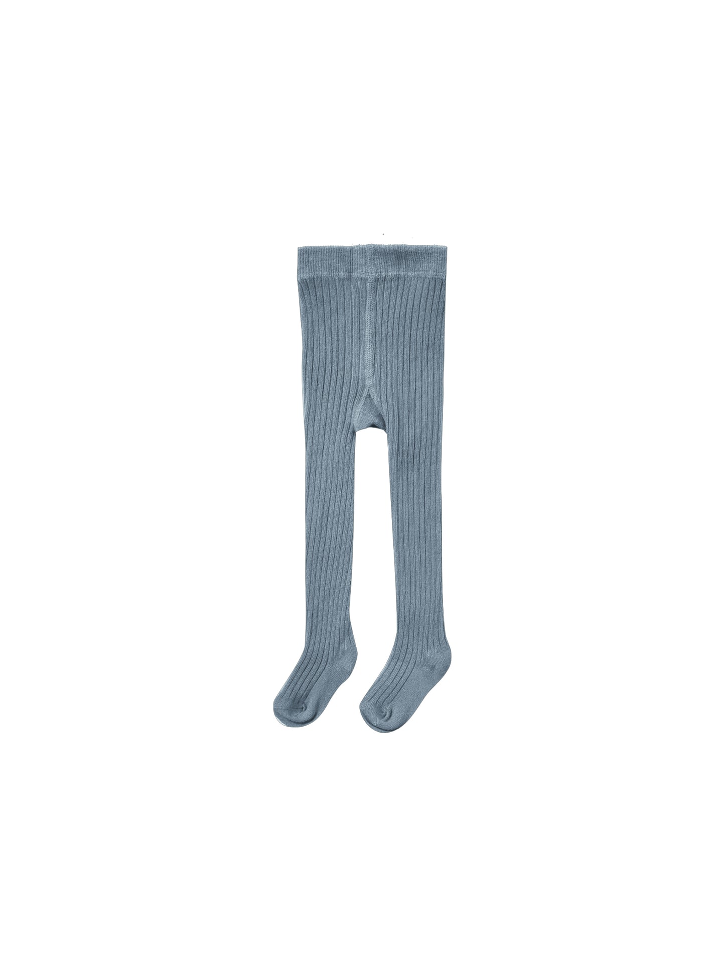 Quincy Mae baby and toddler tights in ocean blue, front view, soft cotton blend