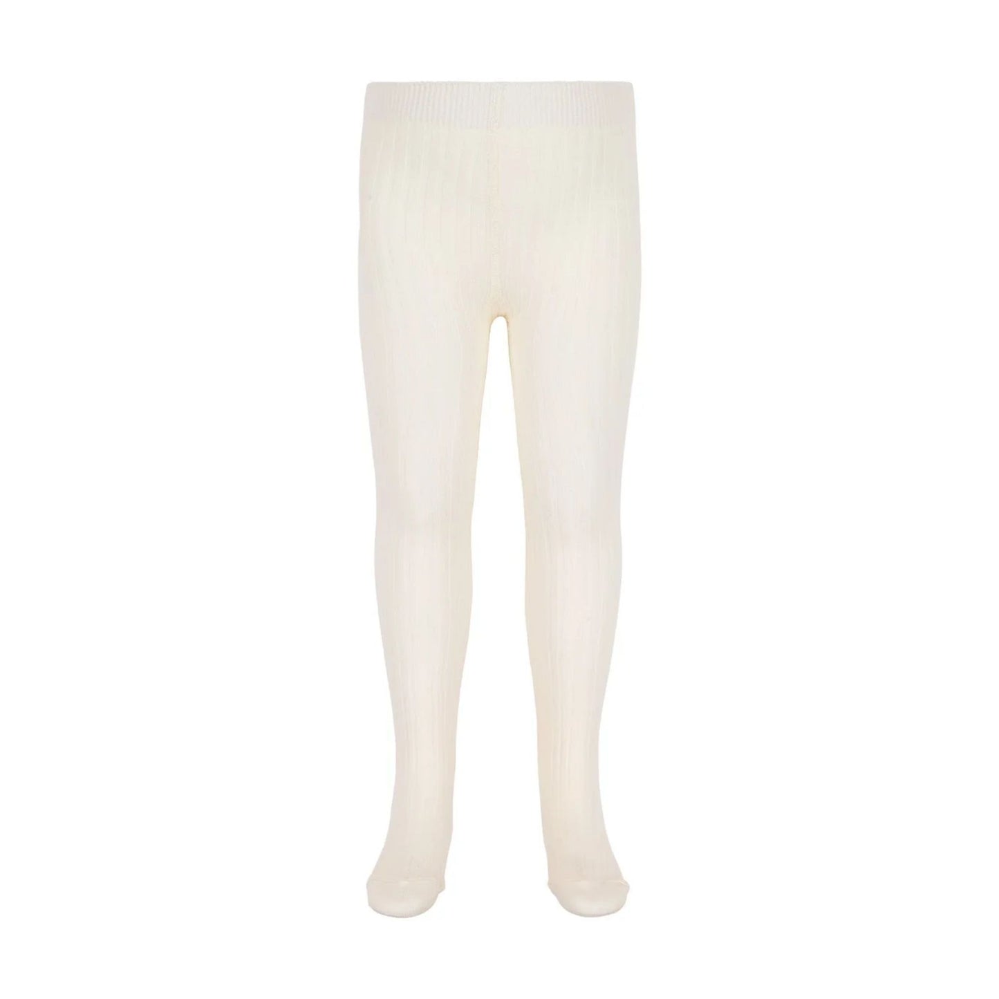 Jamie Kay organic cotton ribbed tights in Parchment flat lay