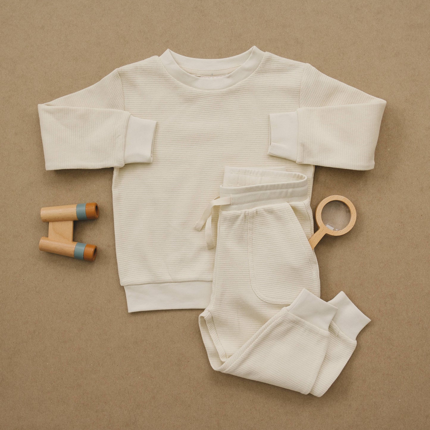 Organic cotton waffle knit jogger pants for kids