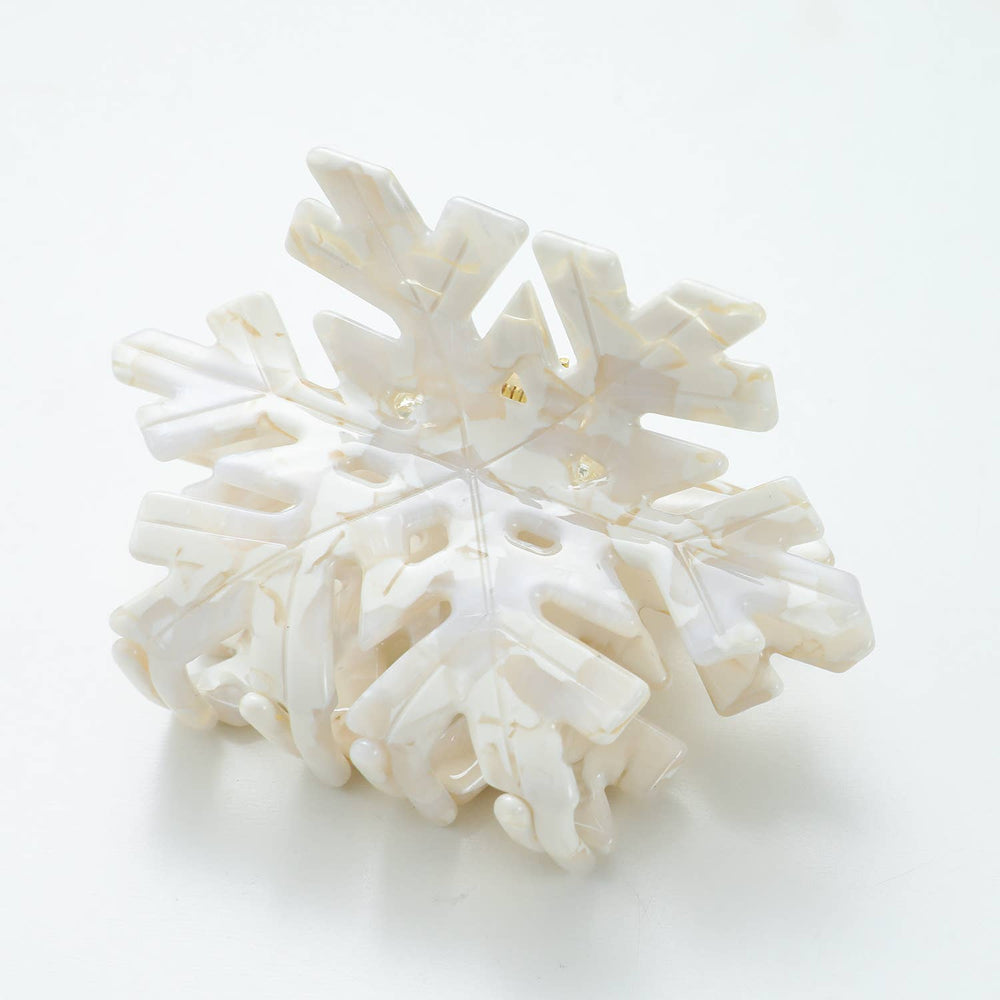
                      
                        Snowflake Medium 3.5 inch claw clip back view displaying flexible teeth and durable cellulose acetate construction, Chicago-designed 
                      
                    