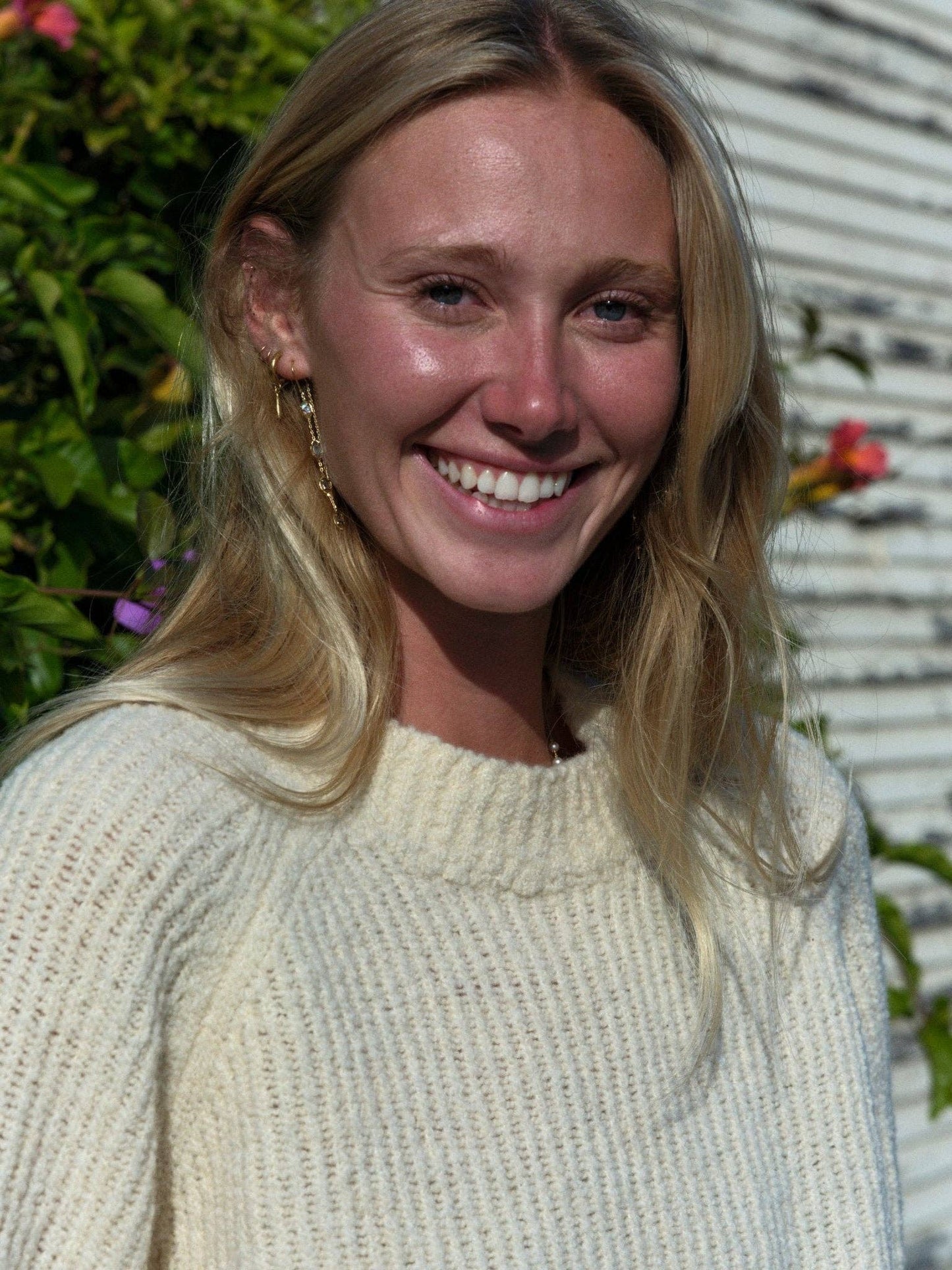 Close-up of Teddy Sweater merino wool blend showing soft fuzzy texture and high-quality knit