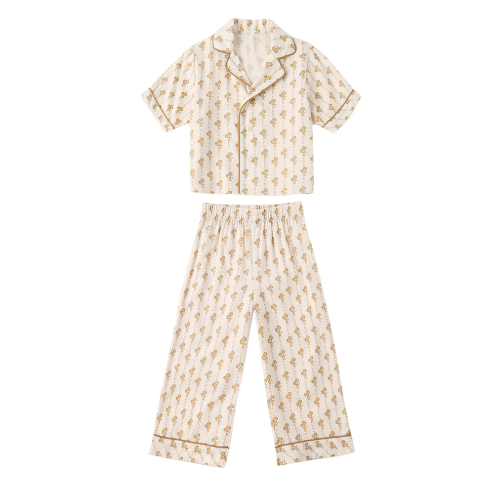 Rylee + Cru Woven Pajama Set – Golden Bamboo Print Baby & Toddler Sleepwear