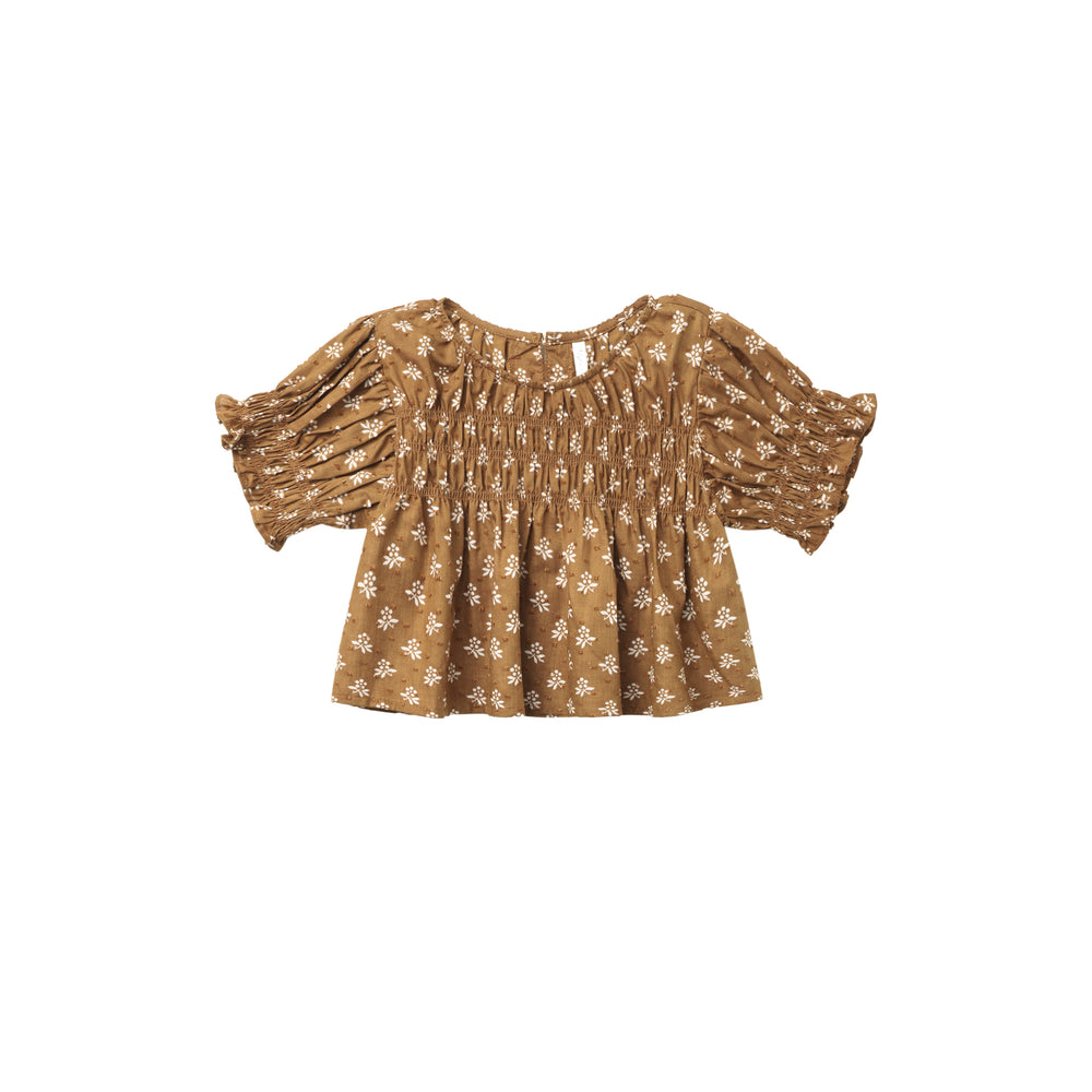 Rylee + Cru Colette Top – Golden Fleur Flutter Sleeve Girls’ Blouse
