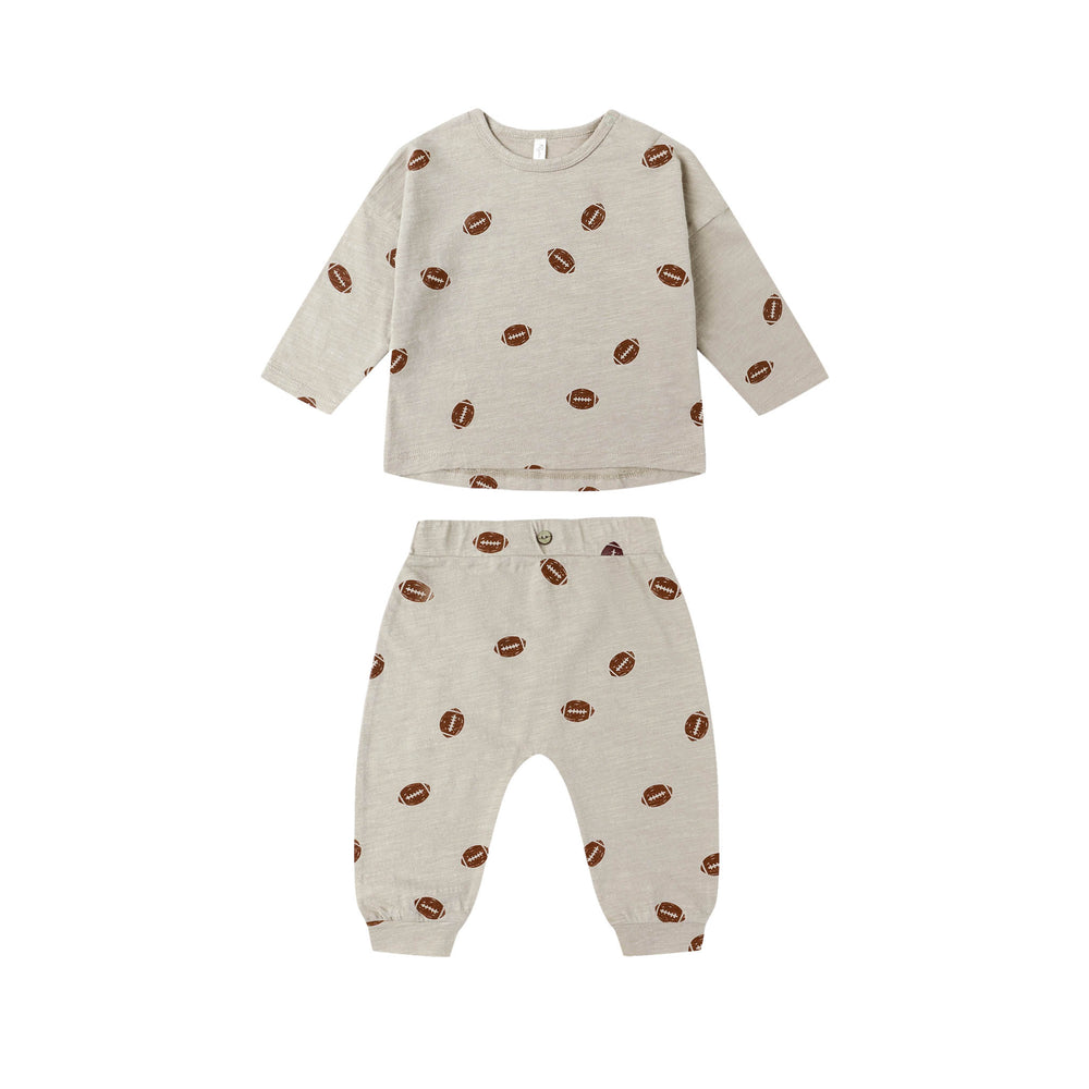 Rylee + Cru T-Shirt & Pant Set – Football Print Baby Outfit
