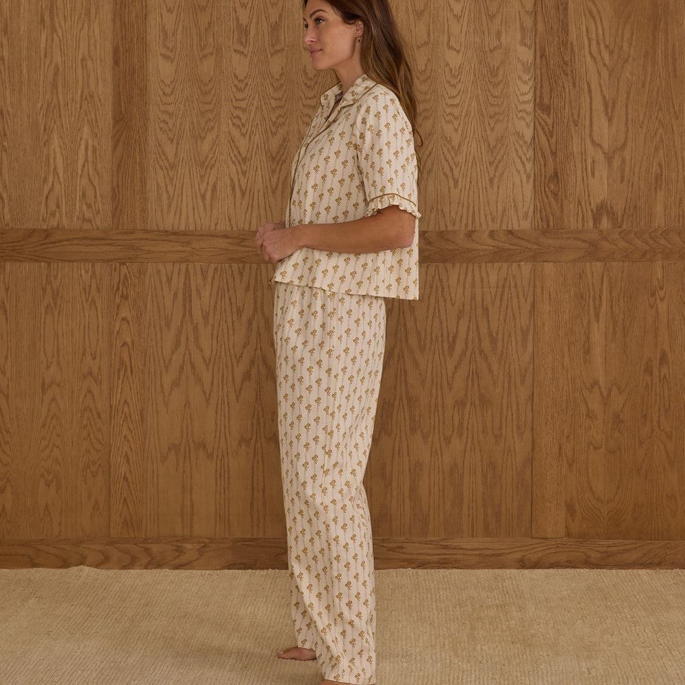 
                      
                        Rylee + Cru Women’s Woven Pajama Set – Golden Bloom Floral Sleepwear
                      
                    