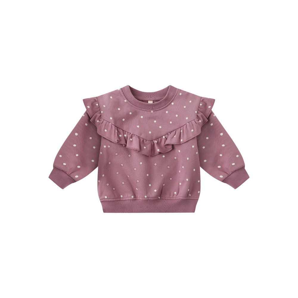 Ruffle Sleeve Sweatshirt - Polka Dot