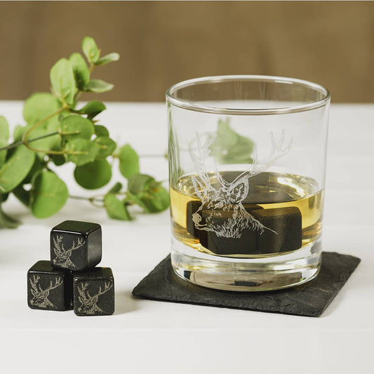 Set of 6 Stag Engraved Whisky Stones - Grace & Haven