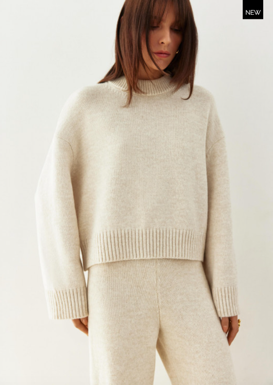 Angie Round Neck Wool Sweater - Grace & Haven