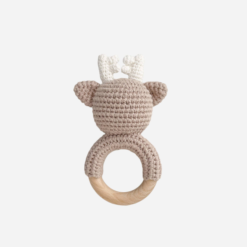 Cotton Crochet Rattle Teether - Deer - Grace & Haven